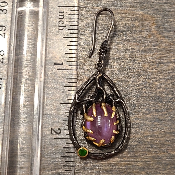 Ruby rustic sterling silver earrings - Picture 6 of 8